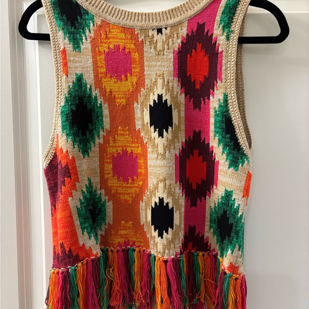 Colorful Patterned Fringe Top - Picture 2 of 3